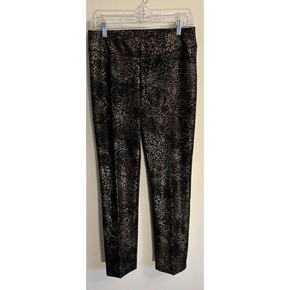 SOFT SURROUNDINGS Mixte Pants Womens Medium Black Metallic Leopard Ankle Stretch - Picture 2 of 10